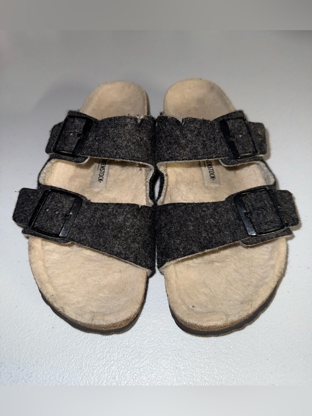 Birkenstock Arizona Rivet Wool Felt Doubleface Gray Sandals Size L8